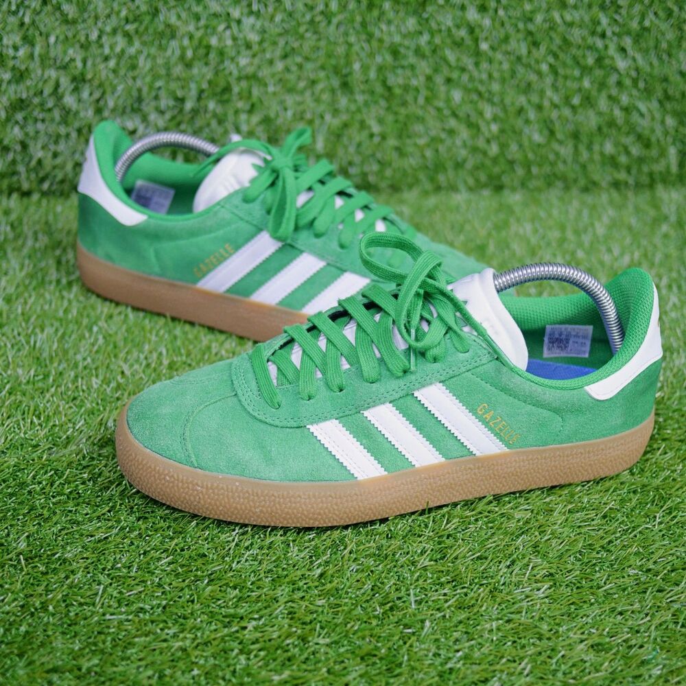 adidas Gazelle ADV Sneakers - Green / White / Gum Bottom - Men's Size 9.5